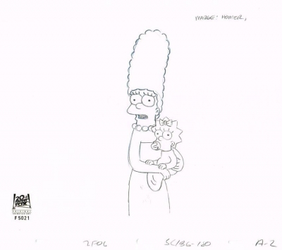 Marge Simpson holding Maggie