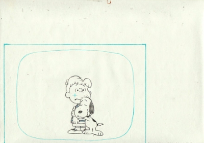 Snoopy hugs Schroeder